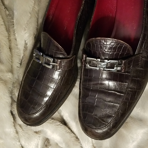 Salvatore Ferragamo Croc Embossed Loafers - Picture 2 of 10